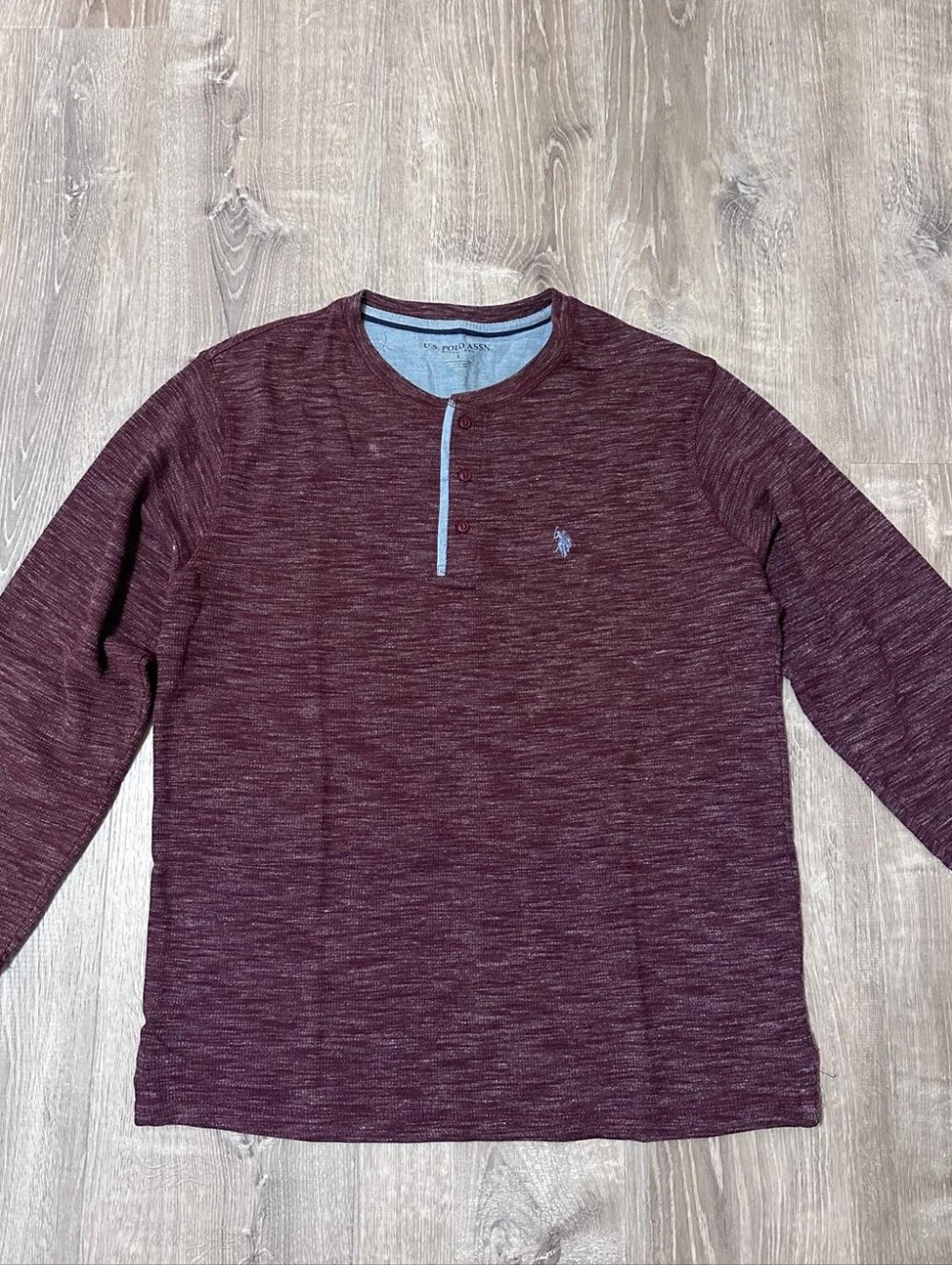 U.S. Polo Assn. Maroon Heather Henley Long Sleeve